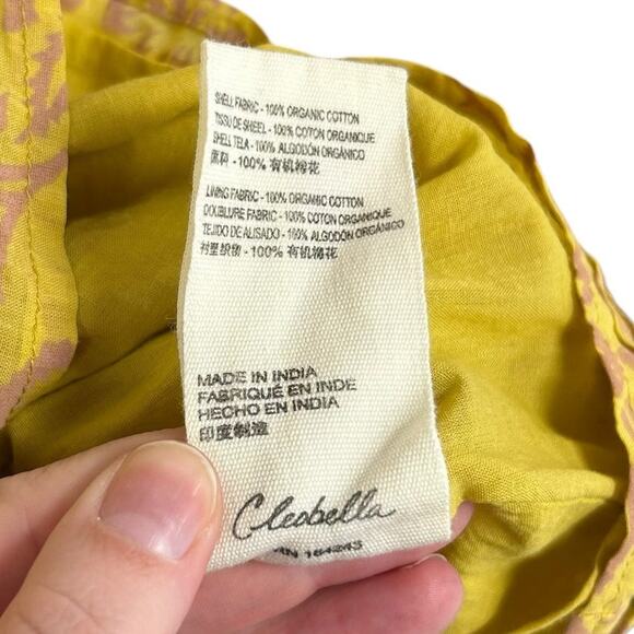 Cleobella Yellow Luna Organic Cotton Camellia Print Mini Dress Womens Large - Picture 5 of 6